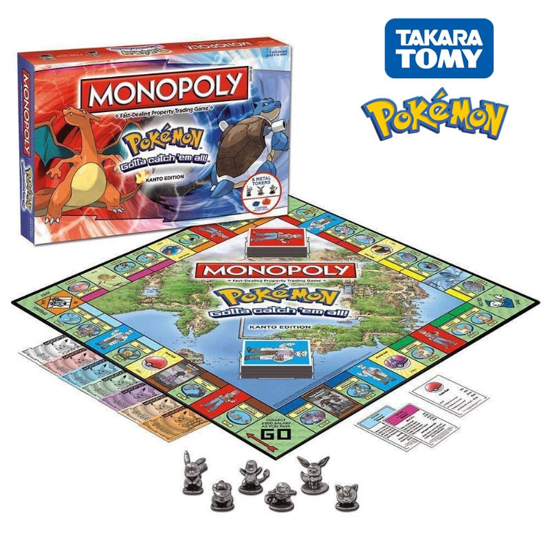 Pokemon Monopoly Pokemon All English Board Game Board card Game Family gathering Pokémon Pikachu Table Game christmas present  BX1310 Default Title Official JT Merch