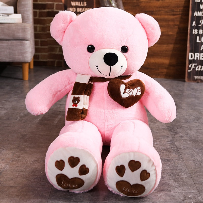 High Quality 80/100CM 4 Colors Teddy Bear With Scarf Stuffed Animals Bear Plush Toys Teddy Bear Doll Lovers Birthday Baby Gift  BX1310 80cm / White Official JT Merch