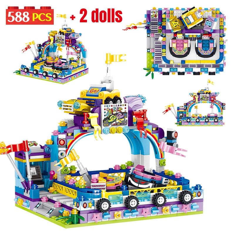 City Amusement Park Mini Building Blocks Friends Pirate Ship Coaster Ferris Wheel Figures Bricks DIY Toys for Children Girls  BX1310 No original box / China Official JT Merch