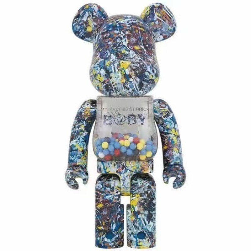 Bearbrick Violent Bear Splash Ink Forever Jack Pollock 400% Color Box Joint Ring One Generation Hair  BX1310 Default Title Official JT Merch