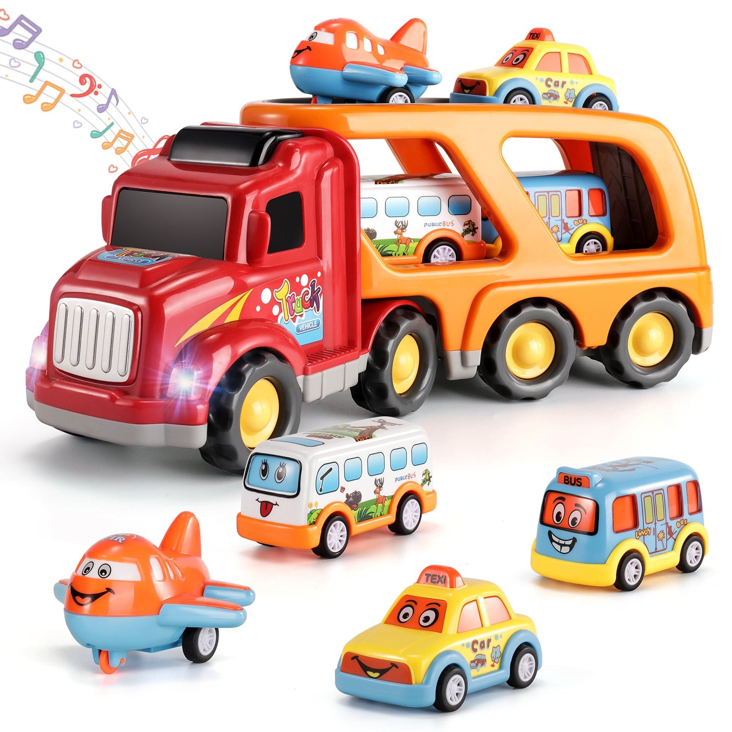 Diecast Carrier Truck Toys Cars 3 miniature Excavator Airplane Bus Fire Truck Model sets Kids Educational Toys for Boys children  BX1310 China / 677A4 Official JT Merch