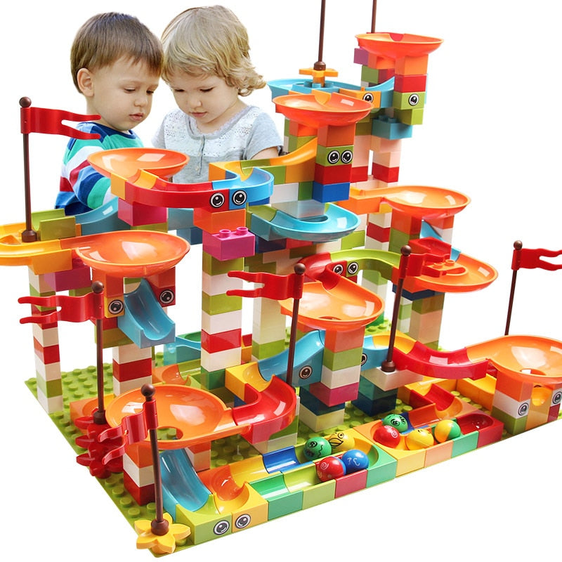 77-308PCS Marble Race Run Big Block Compatible city Building Blocks Funnel Slide Blocks DIY Big Bricks Toys For Children gift  BX1310 Without packaging Official JT Merch