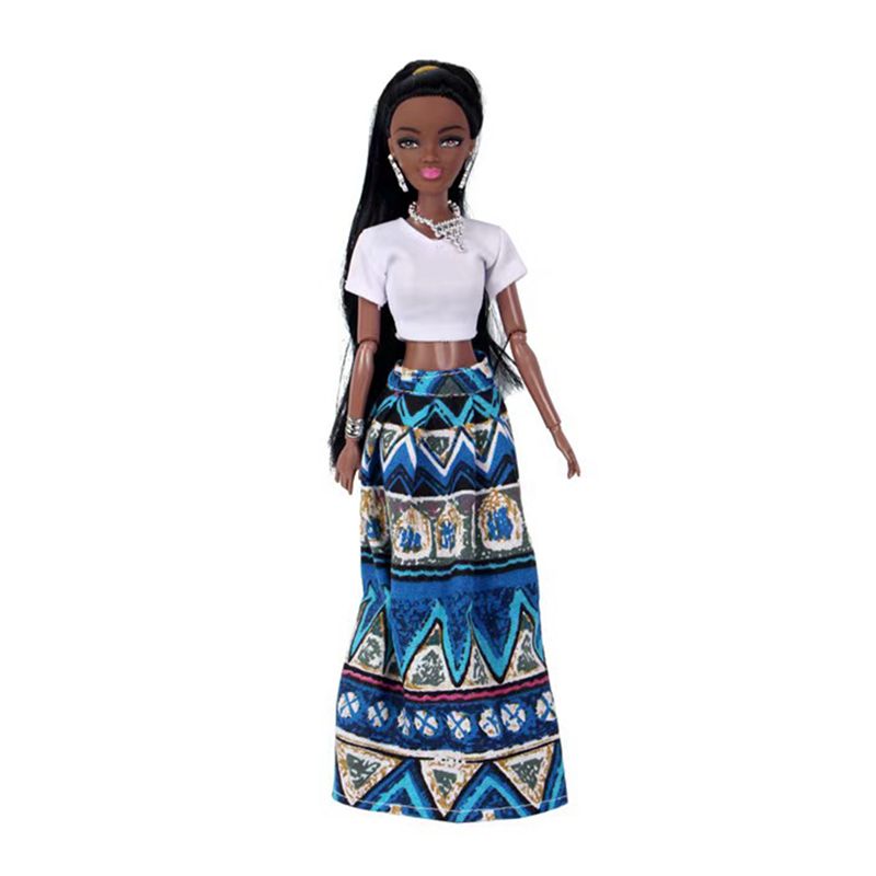 Fashion Long Hair Doll Princess African Figures Kids Toys Black Body Dress Clothes For Barbie Game Best DIY New Year Present  BX1310 Style 6 Official JT Merch